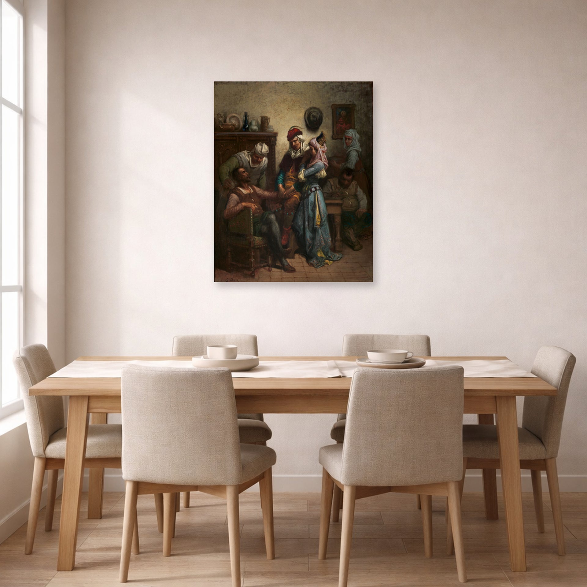 Gustave Dore - Don Quixote and Sancho Panza Entertained by Basil and Quiteria - poster print lifestyle dining unframed