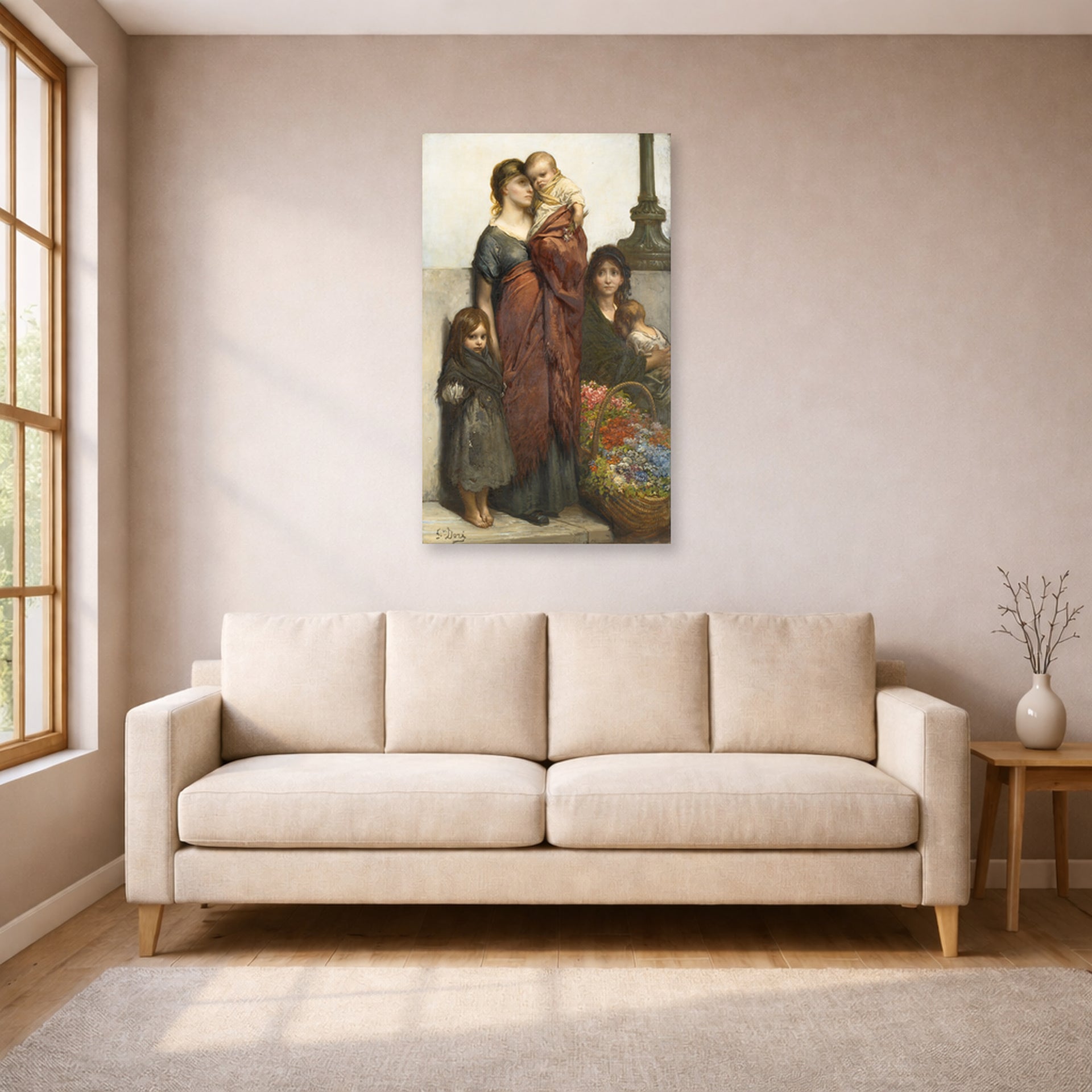 Gustave Dore - Flower Sellers of London - poster print lifestyle living room 1 unframed