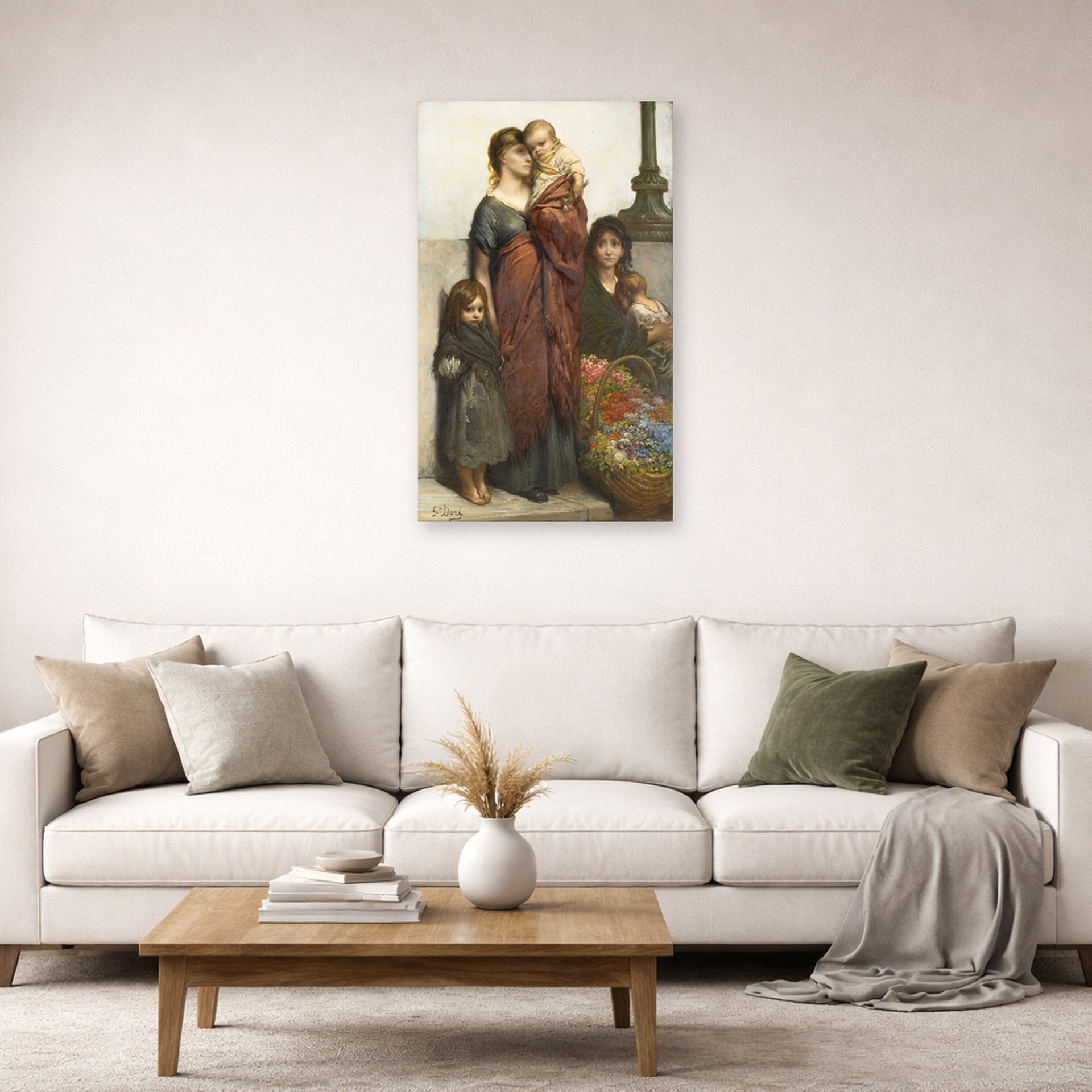 Gustave Dore - Flower Sellers of London - poster print lifestyle living room 2 unframed