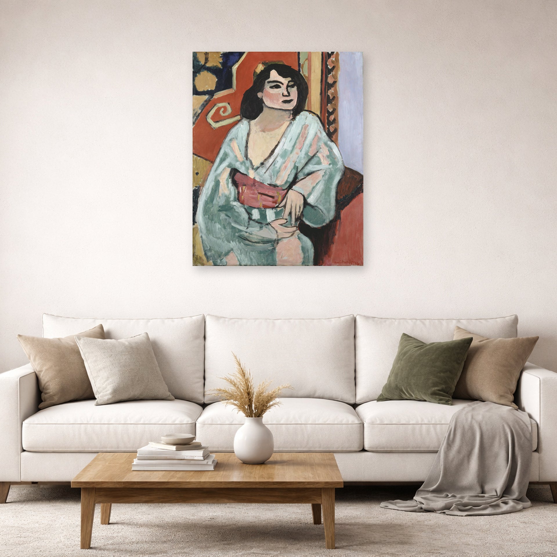 Unframed poster print of Henri Matisse's Algerian Woman displayed in a living room, view 2