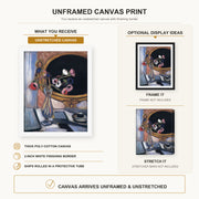 Henri Matisse - Anemone and Mirror canvas print size comparison and framing display infographic