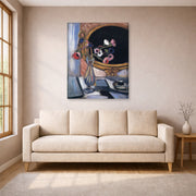 Gallery-wrapped canvas print of Henri Matisse's Anemone and Mirror hanging in a living room, view 1