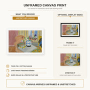 Henri Matisse - Anemones & Chinese Vase canvas print size comparison and framing display infographic