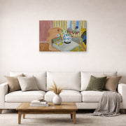 Gallery-wrapped canvas print of Henri Matisse's Anemones & Chinese Vase hanging in a living room, view 2