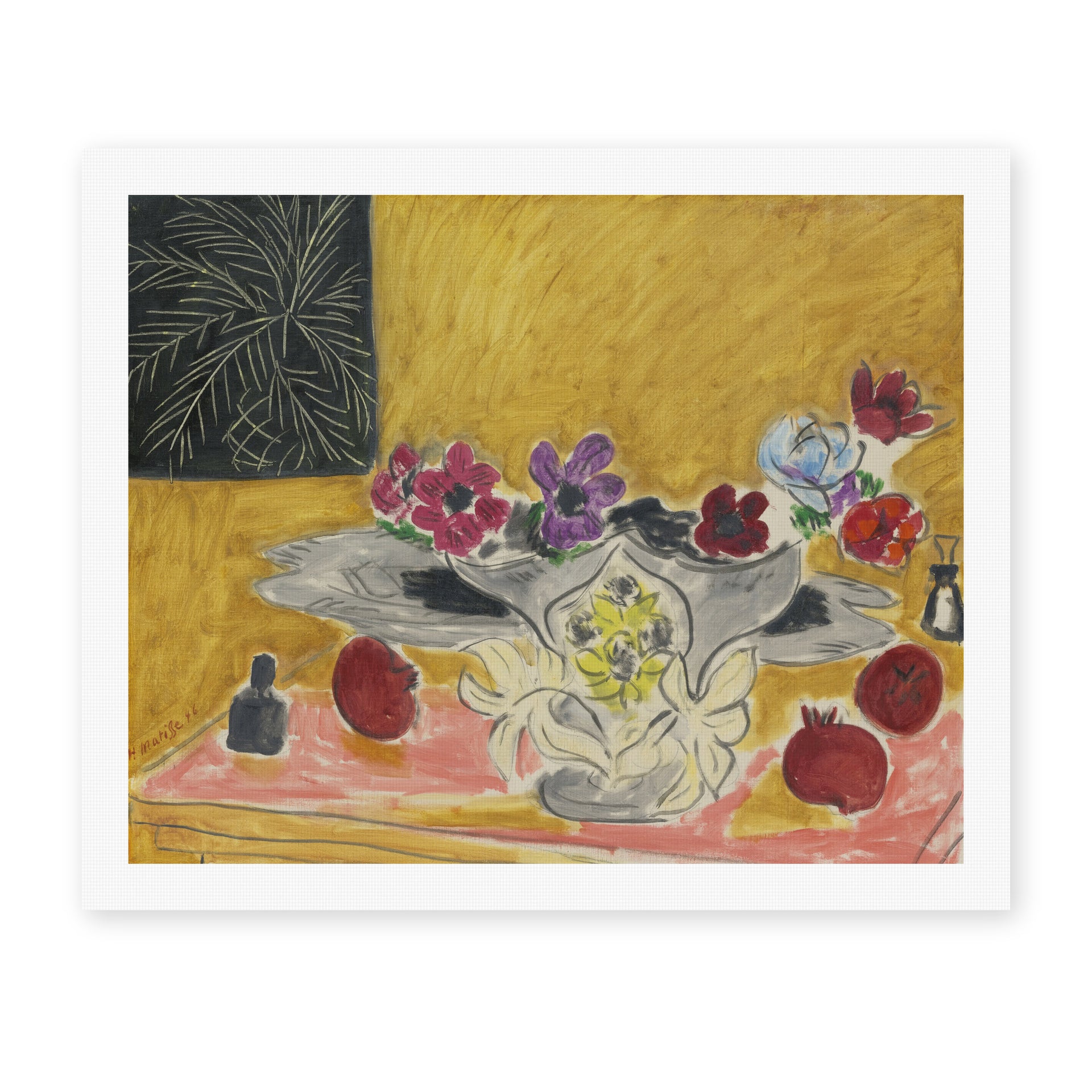 Henri Matisse's Anémones Et Grenades painting reproduced as a rolled canvas print