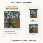 Henri Matisse - Angle Table (violets) canvas print size comparison and framing display infographic