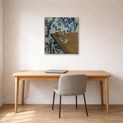 Gallery-wrapped canvas print of Henri Matisse's Angle Table (violets) hanging in a home office