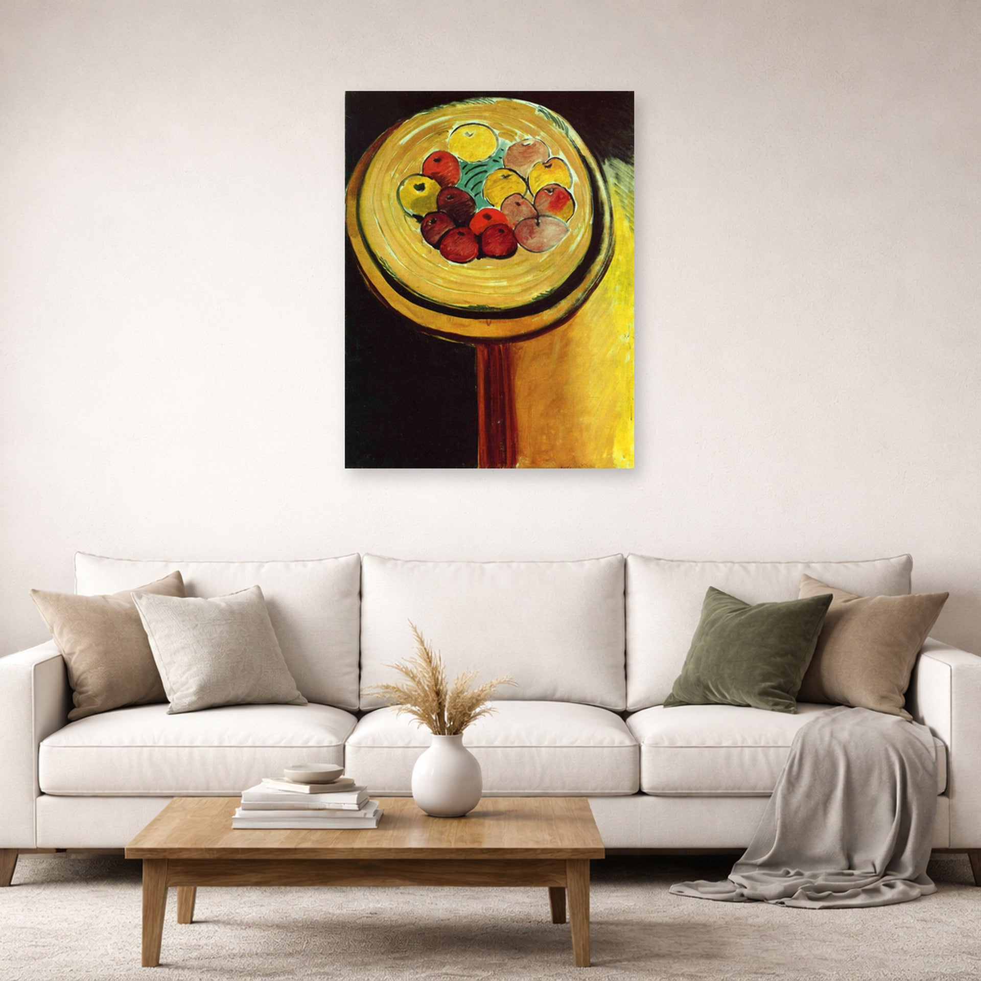 Unframed poster print of Henri Matisse's Apples displayed in a living room, view 2