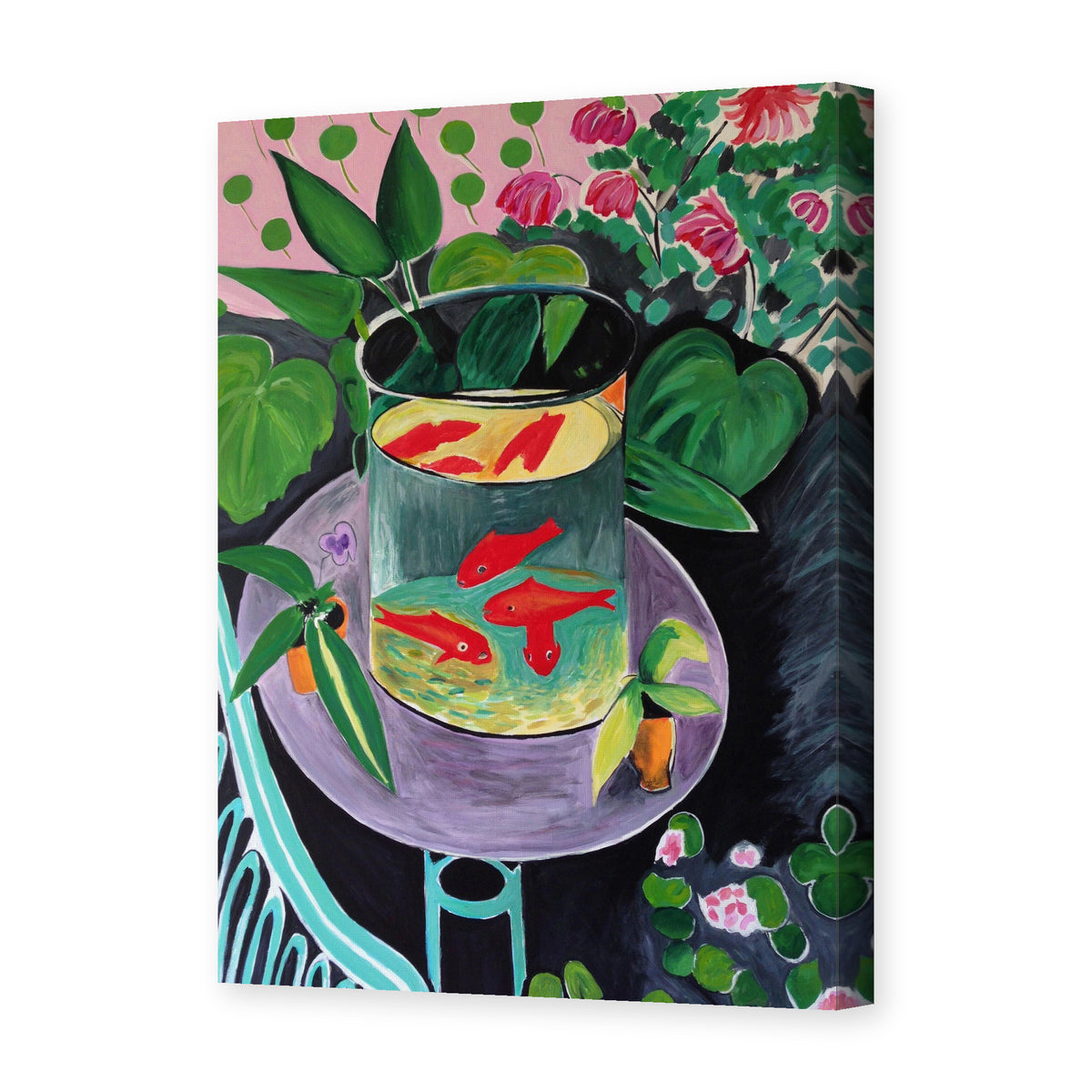 Henri Matisse's Artist and Goldfish painting reproduced as a gallery-wrapped canvas print