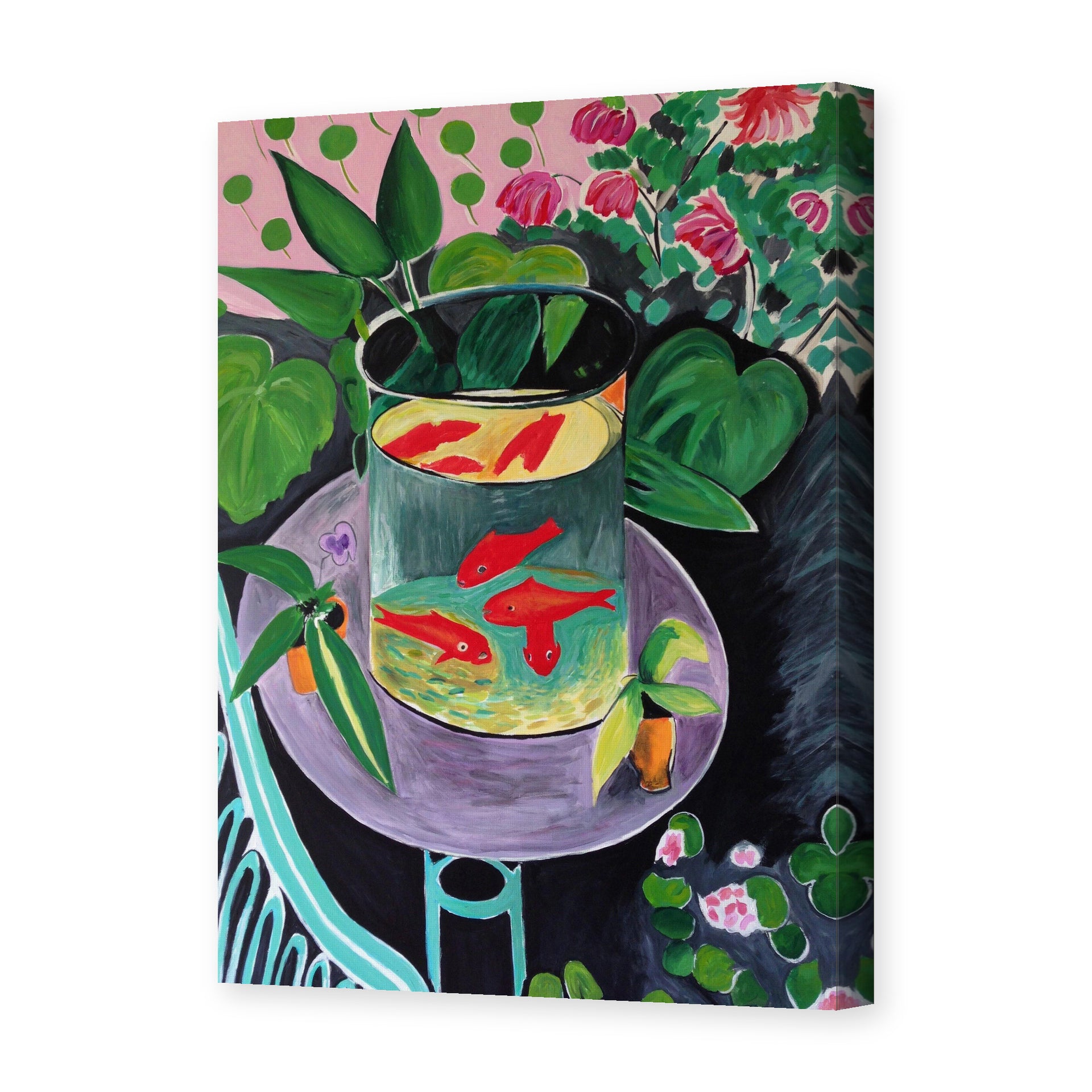 Henri Matisse's Artist and Goldfish painting reproduced as a gallery-wrapped canvas print