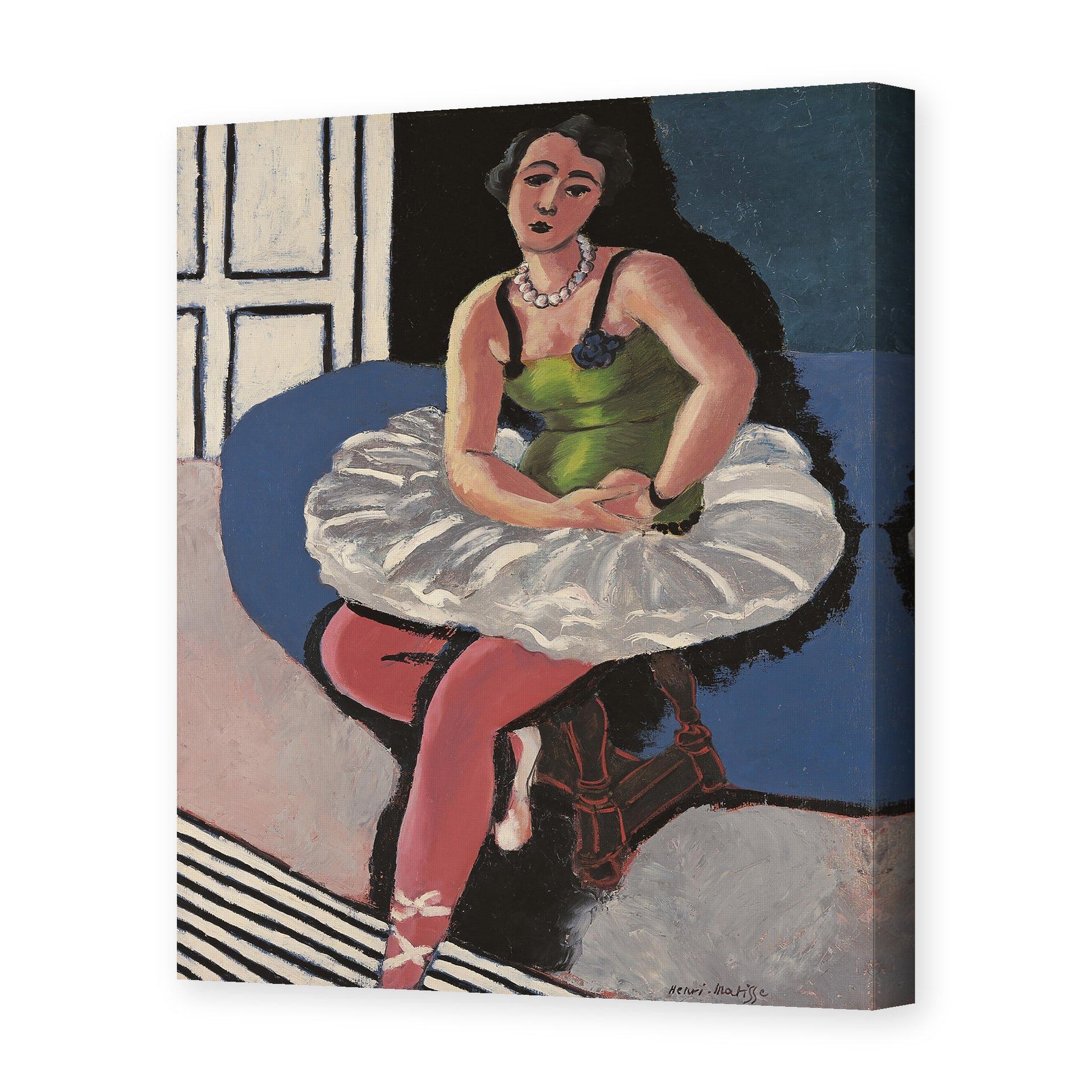 Henri Matisse's Ballet Dancer Seated on a Stool painting reproduced as a gallery-wrapped canvas print