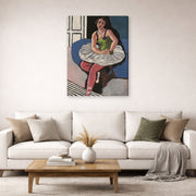 Gallery-wrapped canvas print of Henri Matisse's Ballet Dancer Seated on a Stool hanging in a living room, view 2