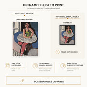 Henri Matisse - Ballet Dancer Seated on a Stool poster print size comparison display infographic