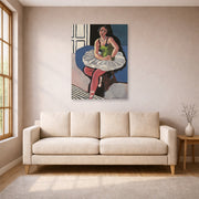 Unframed poster print of Henri Matisse's Ballet Dancer Seated on a Stool displayed in a living room, view 1