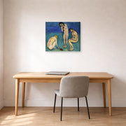 Gallery-wrapped canvas print of Henri Matisse's Bathers with a Turtle hanging in a home office