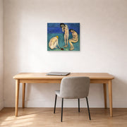 Unframed poster print of Henri Matisse's Bathers with a Turtle displayed in a home office