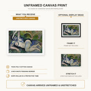 Henri Matisse - Blue Nude (Memory of Biskra) canvas print size comparison and framing display infographic