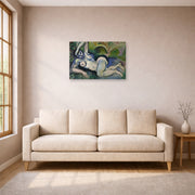 Unframed poster print of Henri Matisse's Blue Nude (Memory of Biskra) displayed in a living room, view 1