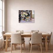 Gallery-wrapped canvas print of Henri Matisse's Bouquet and Compotier hanging on a dining room wall