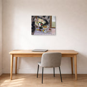Gallery-wrapped canvas print of Henri Matisse's Bouquet and Compotier hanging in a home office