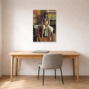 Unframed poster print of Henri Matisse's Carmelina displayed in a home office