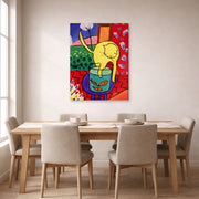 Gallery-wrapped canvas print of Henri Matisse's Chat Aux Poissons Rouges hanging on a dining room wall