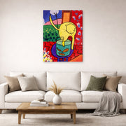 Gallery-wrapped canvas print of Henri Matisse's Chat Aux Poissons Rouges hanging in a living room, view 2