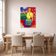 Unframed poster print of Henri Matisse's Chat Aux Poissons Rouges displayed on a dining room wall