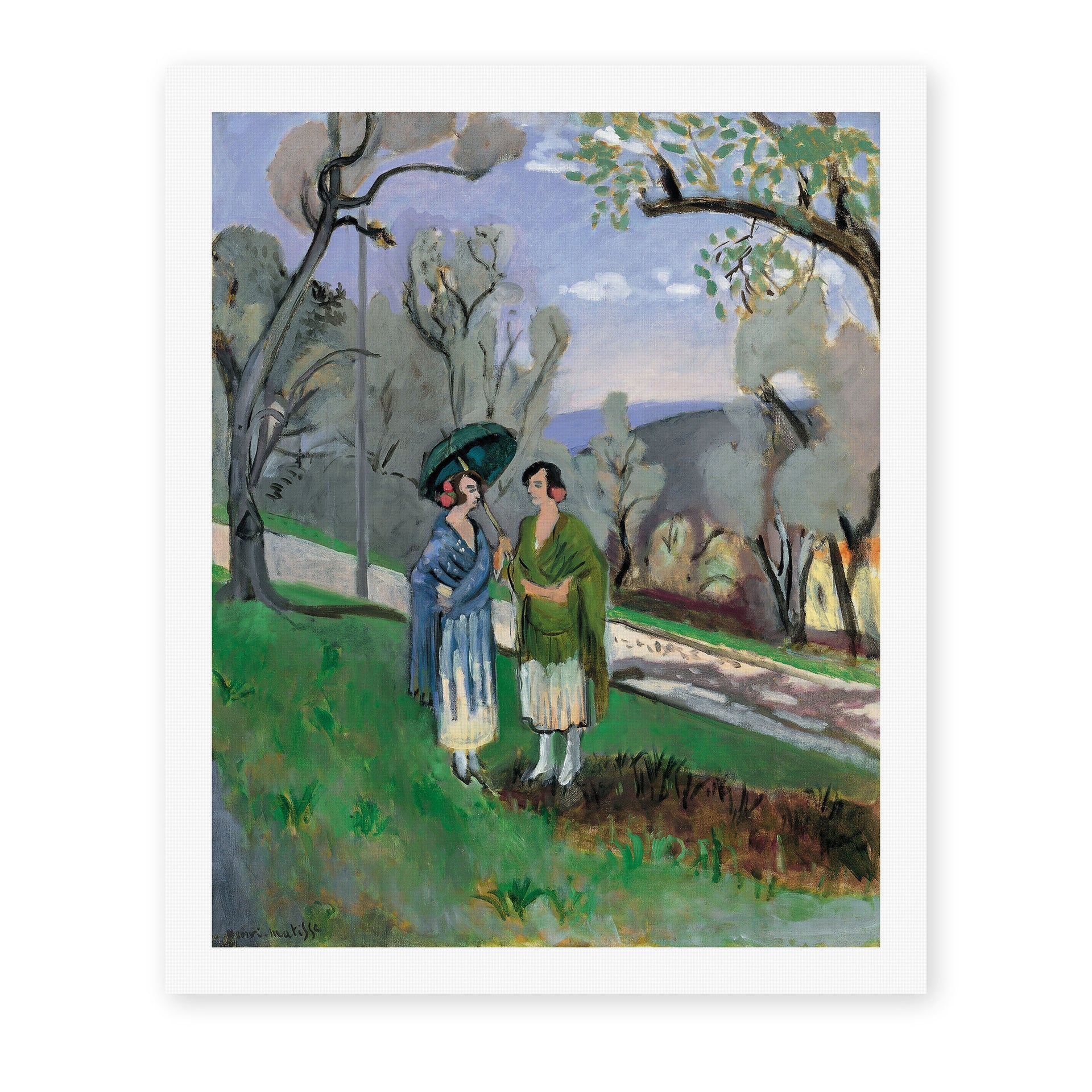 Henri Matisse's Conversation Under the Olive Trees painting reproduced as a rolled canvas print