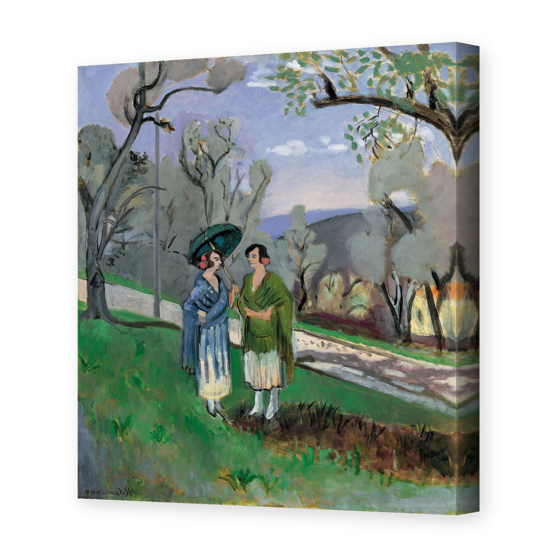 Henri Matisse's Conversation Under the Olive Trees painting reproduced as a gallery-wrapped canvas print