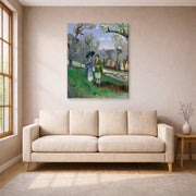 Gallery-wrapped canvas print of Henri Matisse's Conversation Under the Olive Trees hanging in a living room, view 1