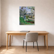 Gallery-wrapped canvas print of Henri Matisse's Conversation Under the Olive Trees hanging in a home office