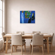 Unframed poster print of Henri Matisse's Conversation displayed on a dining room wall