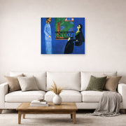 Unframed poster print of Henri Matisse's Conversation displayed in a living room, view 2
