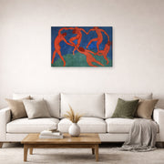 Gallery-wrapped canvas print of Henri Matisse's Dance hanging in a living room, view 2