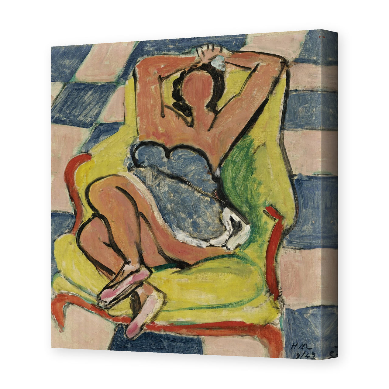 Henri Matisse's Dancer in repose painting reproduced as a gallery-wrapped canvas print