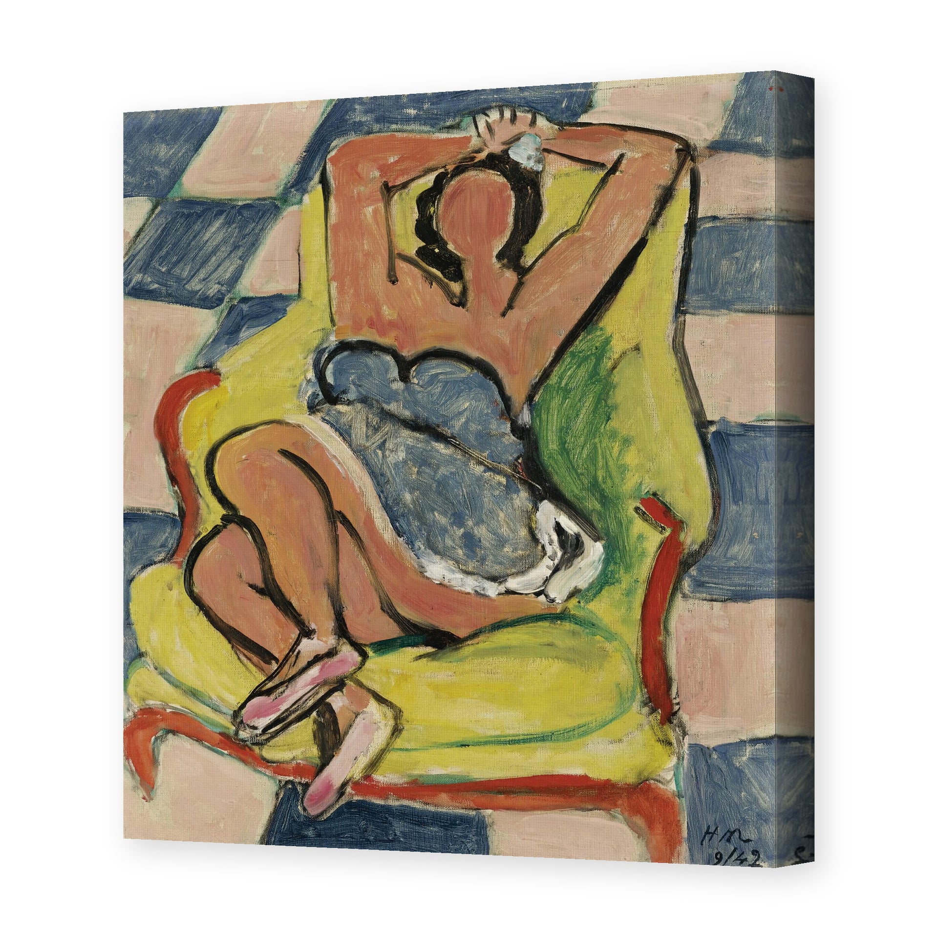 Henri Matisse's Dancer in repose painting reproduced as a gallery-wrapped canvas print