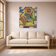 Gallery-wrapped canvas print of Henri Matisse's Dancer in repose hanging in a living room, view 1