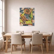 Unframed poster print of Henri Matisse's Dancer in repose displayed on a dining room wall