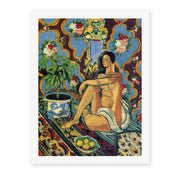 Henri Matisse's Decorative Figure on an Ornamental Background painting reproduced as a rolled canvas print