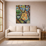 Gallery-wrapped canvas print of Henri Matisse's Decorative Figure on an Ornamental Background hanging in a living room, view 1