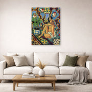 Gallery-wrapped canvas print of Henri Matisse's Decorative Figure on an Ornamental Background hanging in a living room, view 2