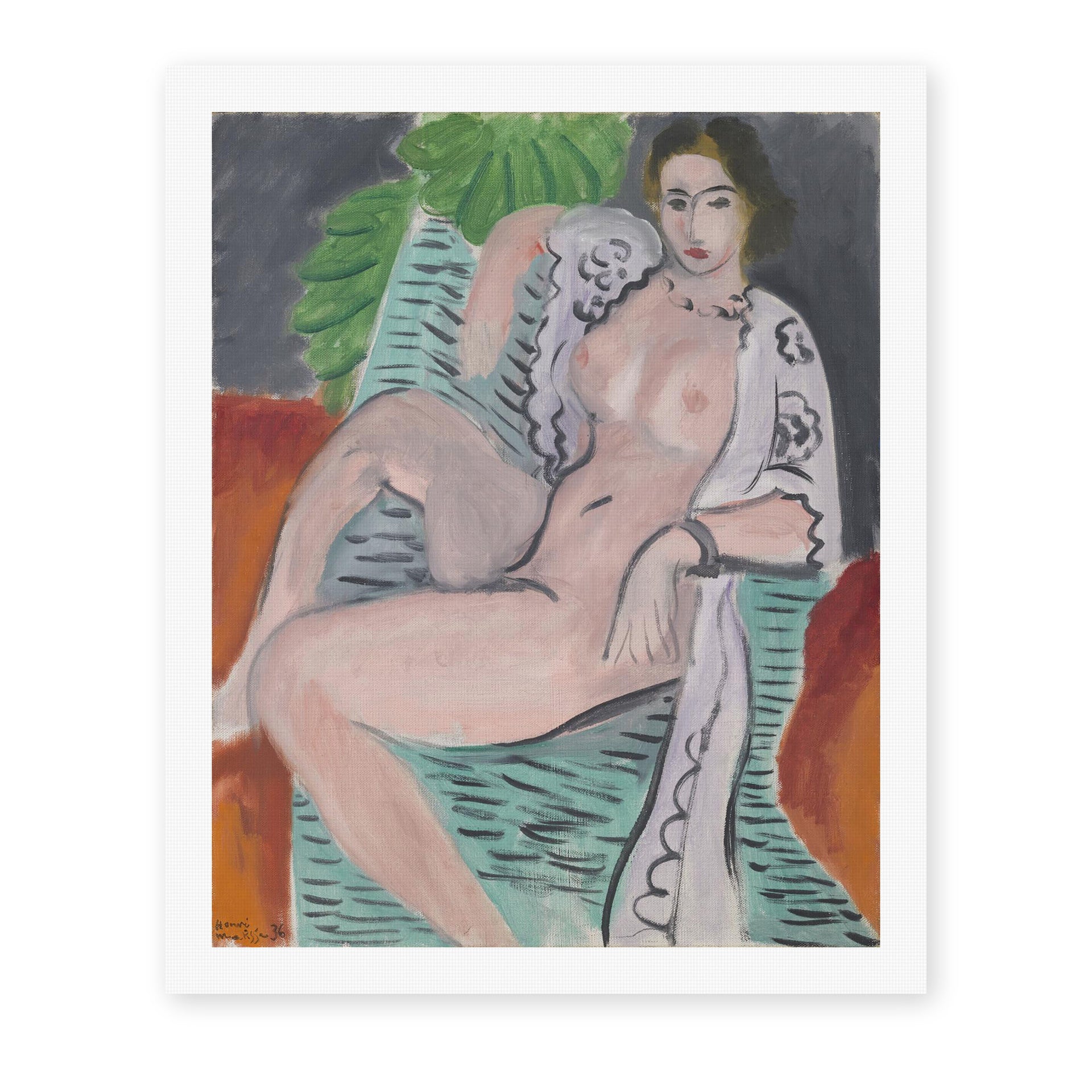 Henri Matisse's Draped Nude painting reproduced as a rolled canvas print