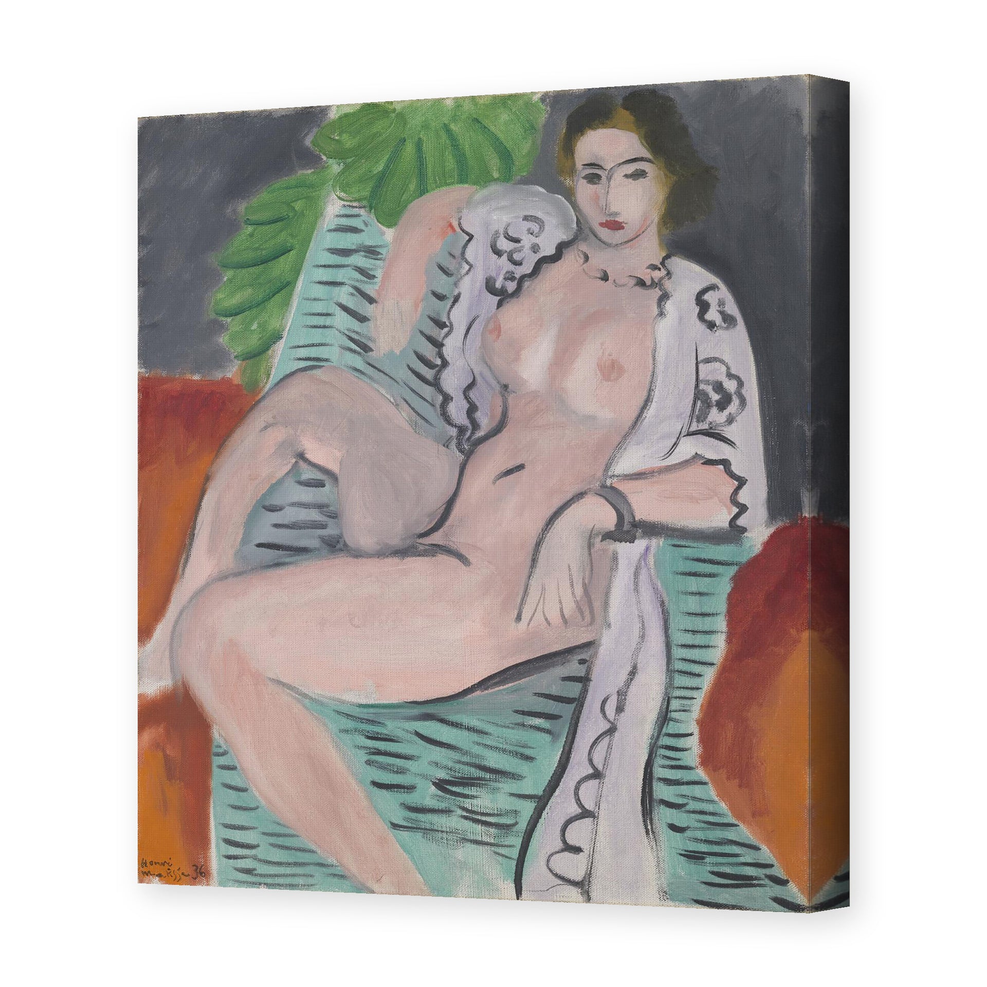 Henri Matisse's Draped Nude painting reproduced as a gallery-wrapped canvas print
