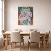 Gallery-wrapped canvas print of Henri Matisse's Draped Nude hanging on a dining room wall