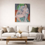 Gallery-wrapped canvas print of Henri Matisse's Draped Nude hanging in a living room, view 2