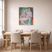 Unframed poster print of Henri Matisse's Draped Nude displayed on a dining room wall