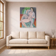 Unframed poster print of Henri Matisse's Draped Nude displayed in a living room, view 1