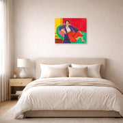 Unframed poster print of Henri Matisse's Elmyr De Hory-odalisque displayed above a bed in a bedroom