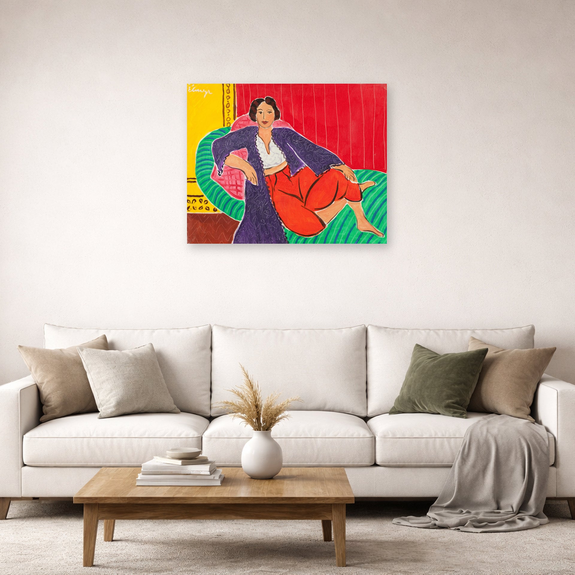 Unframed poster print of Henri Matisse's Elmyr De Hory-odalisque displayed in a living room, view 2